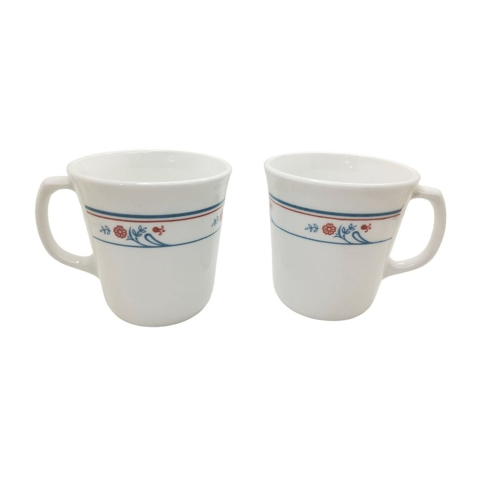 vintage corelle corning princeton set of 2 glass tea/coffee mugs.
